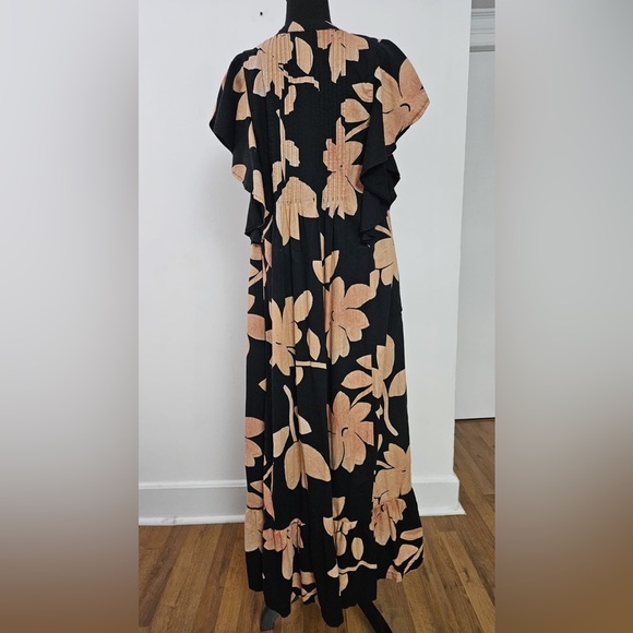 ANTHROPOLOGIE X MAEVE The Cassandra Maxi Dress "OXFORD BLACK CORAL" - Picture 5 of 7